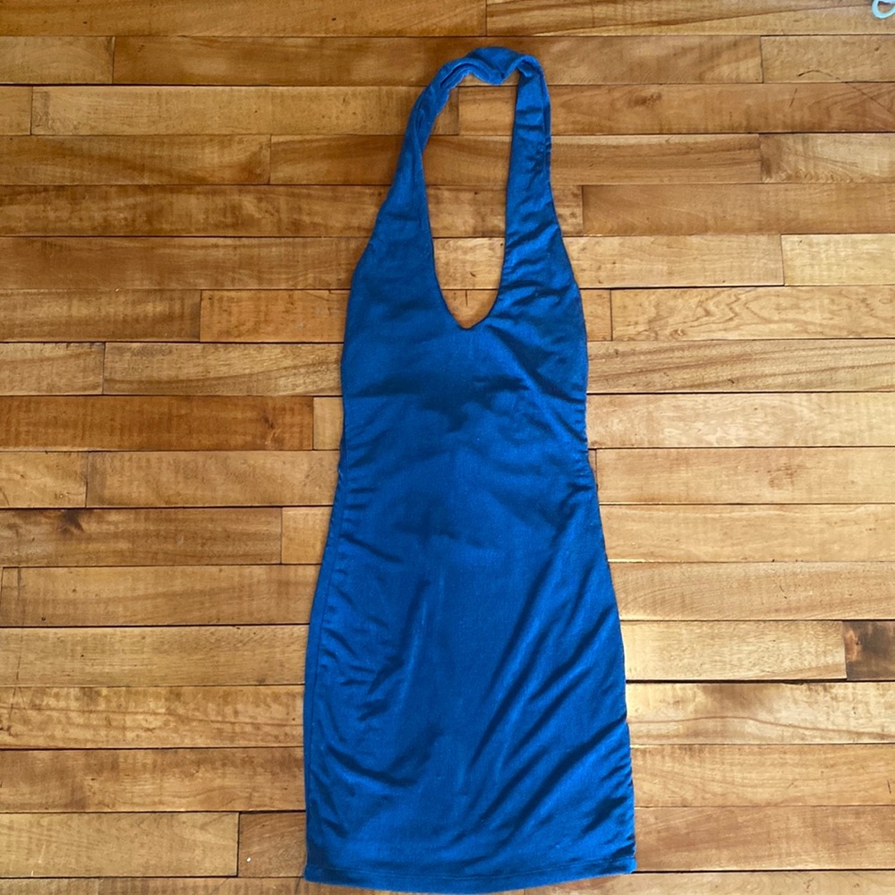 Blue mini halter dress